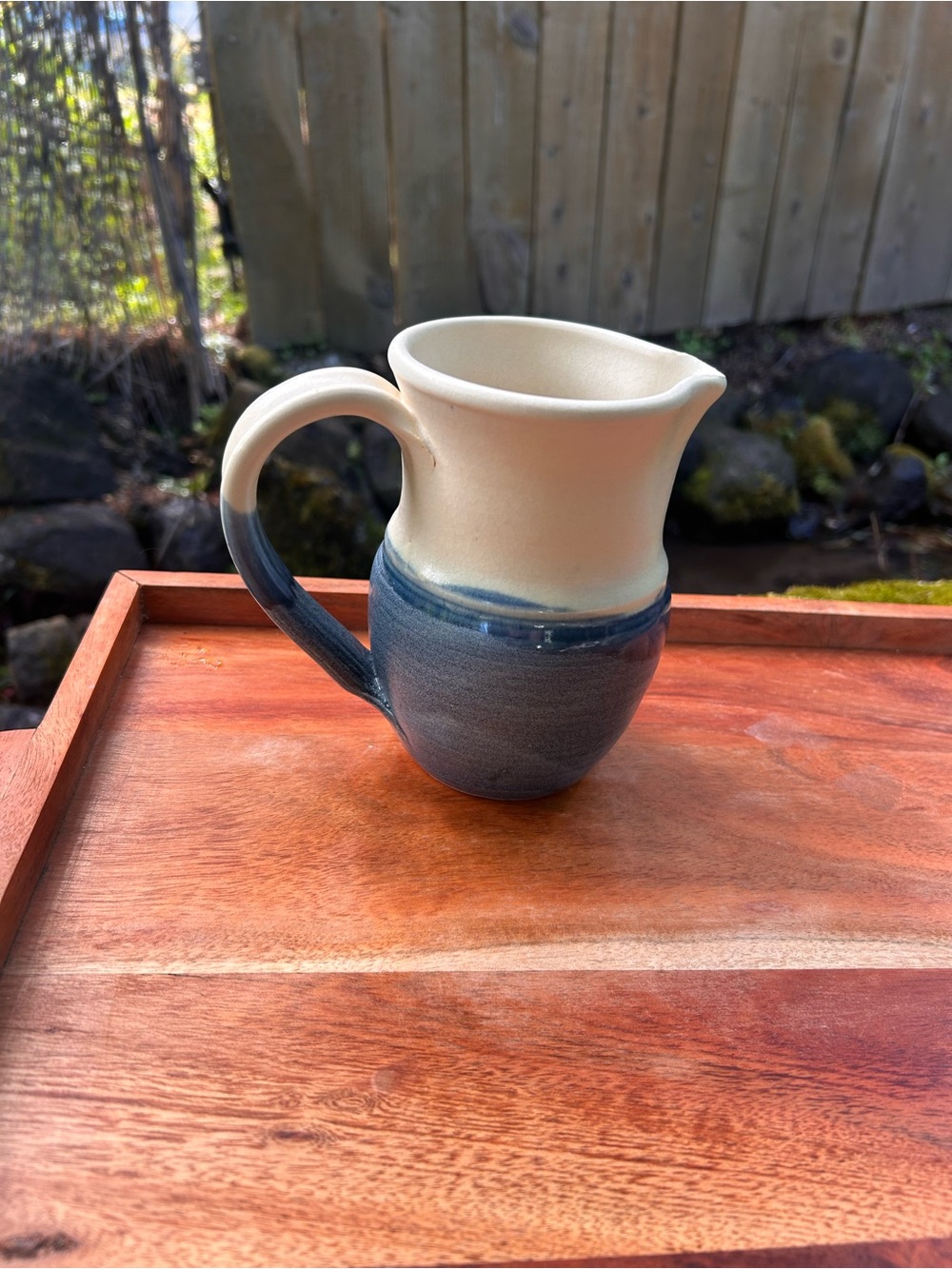 Two-Tone Signed Stoneware Studio Pitcher
